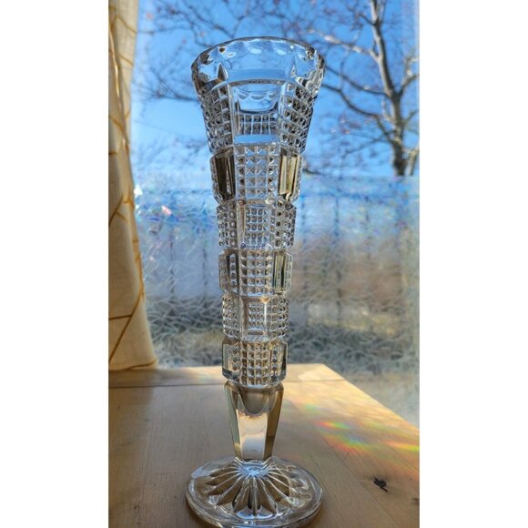 Vintage Crystal Footed Bud Vase 8” Echt Bleikristall Germany - Picture 1 of 13